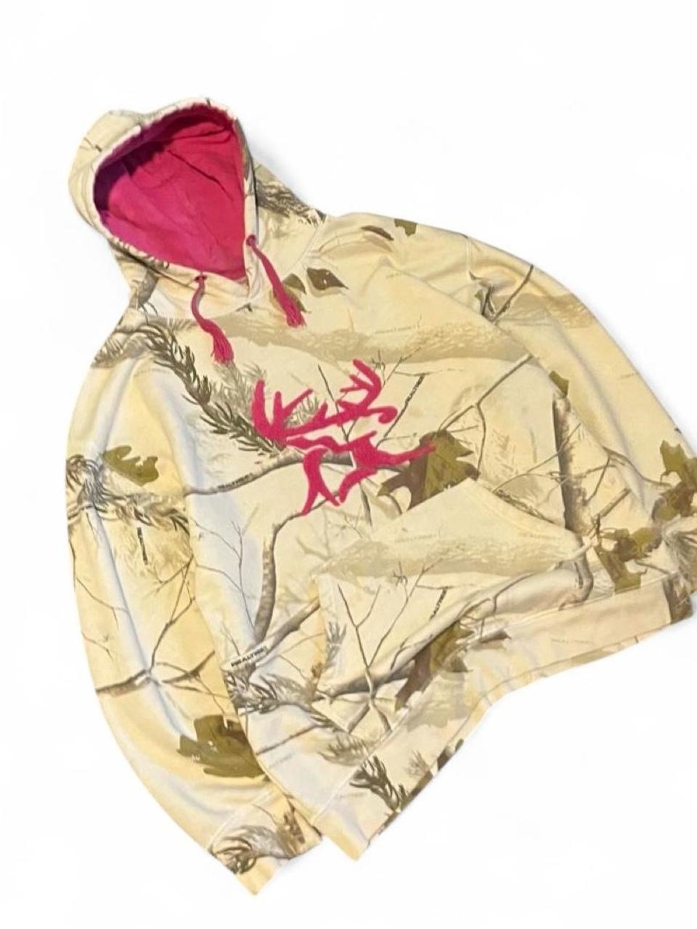 Realtree camo camouflage beige green hoodie with pink details women's